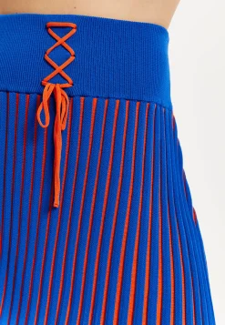 House Of Holland Orange And Blue Knitted Mini Skirt