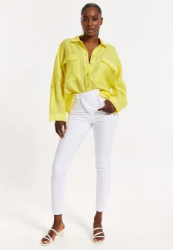 House of Holland Oversized Yellow Shirt with Large Utility Pockets