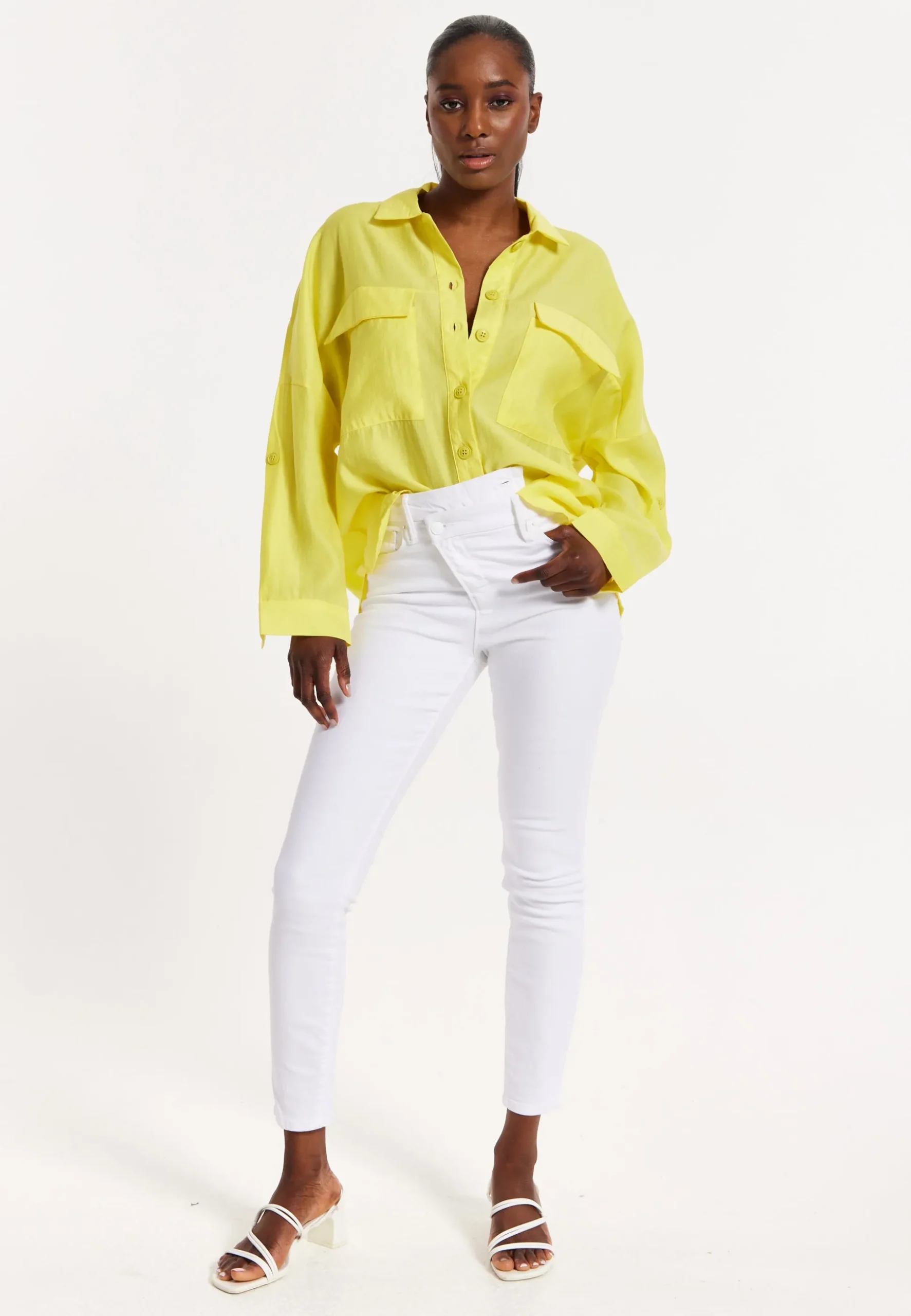 House of Holland Oversized Yellow Shirt with Large Utility Pockets