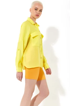 House of Holland Oversized Yellow Shirt with Large Utility Pockets