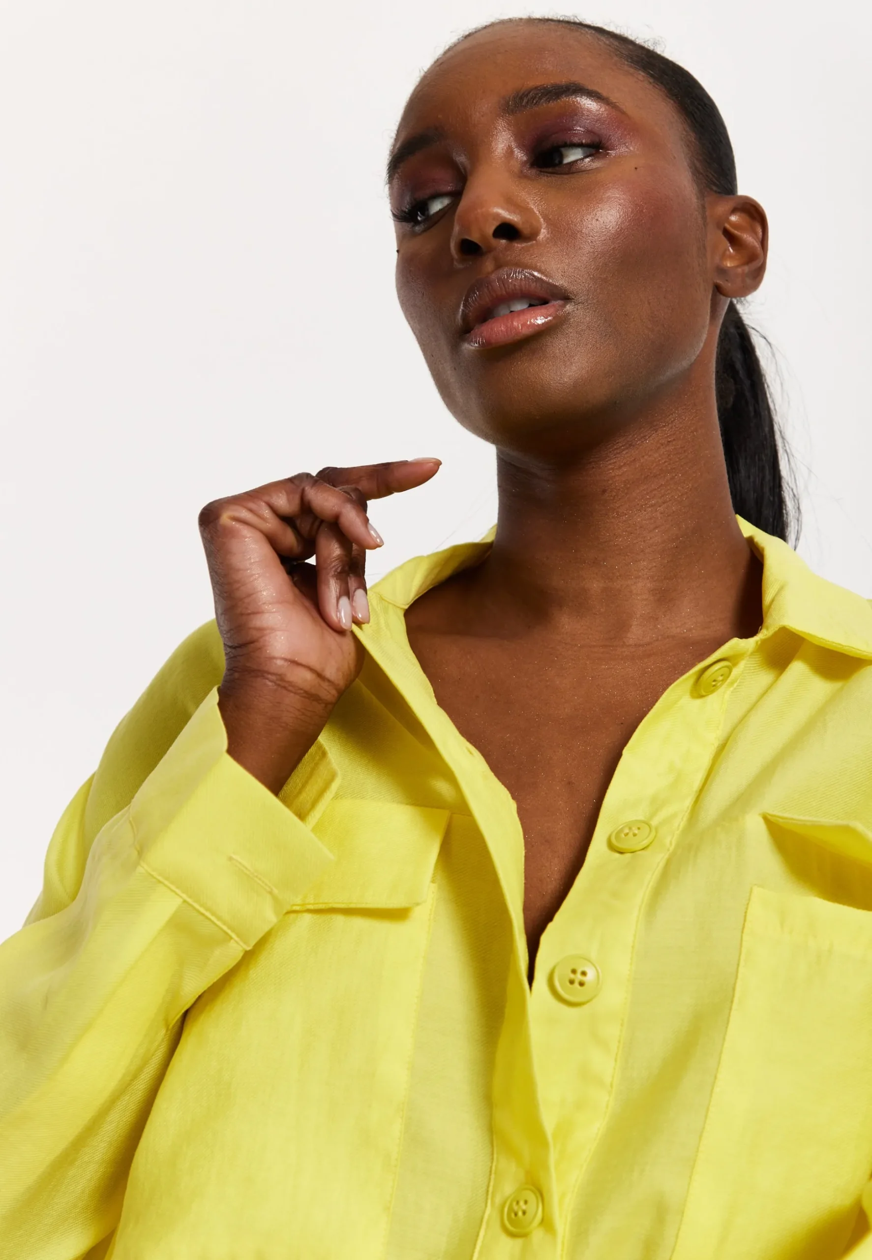House of Holland Oversized Yellow Shirt with Large Utility Pockets
