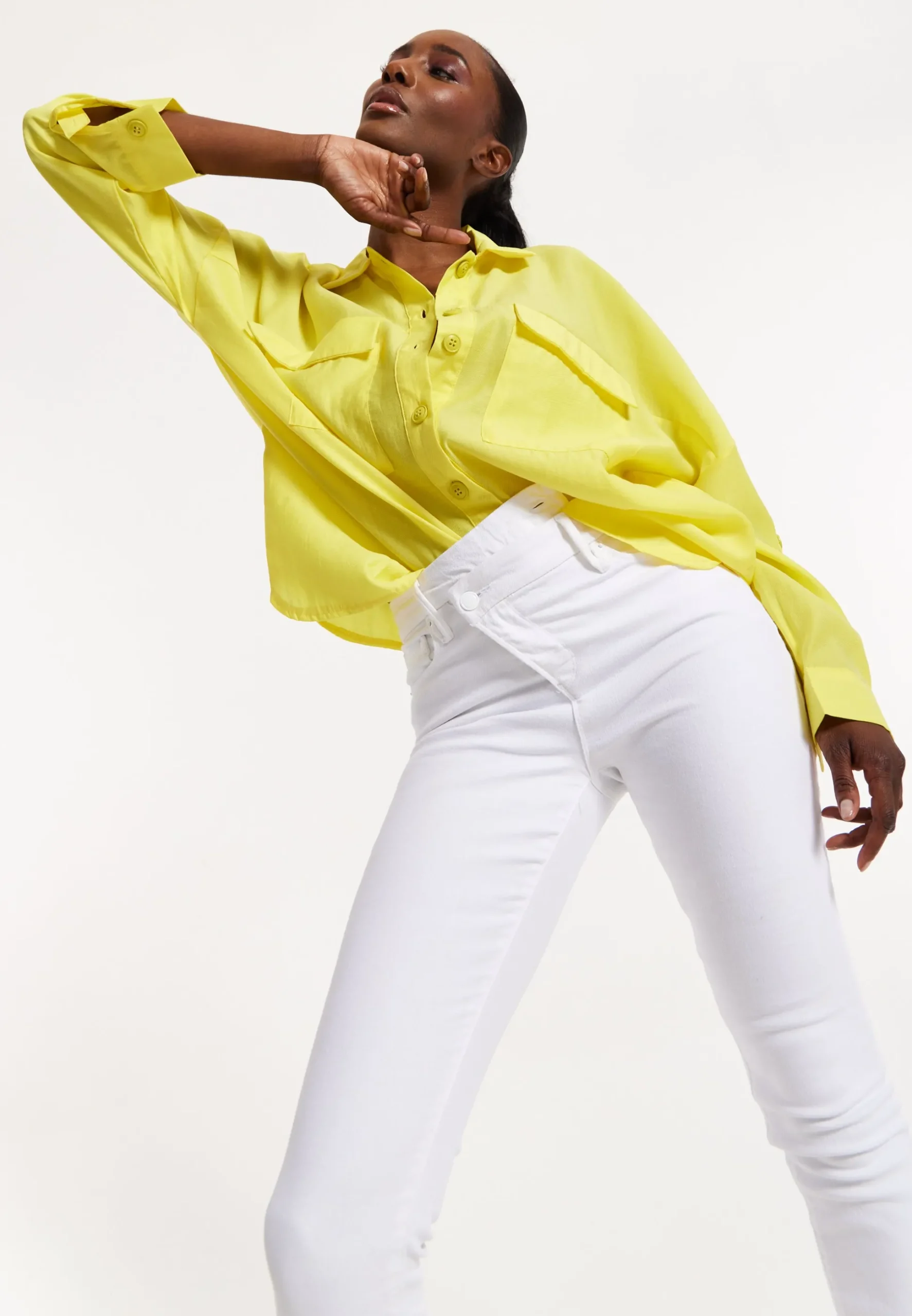 House of Holland Oversized Yellow Shirt with Large Utility Pockets