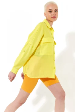House of Holland Oversized Yellow Shirt with Large Utility Pockets