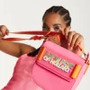 House Of Holland Pink and Orange Crossbody Bag With Logo Printed Acryl
