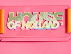 House Of Holland Pink and Orange Crossbody Bag With Logo Printed Acryl