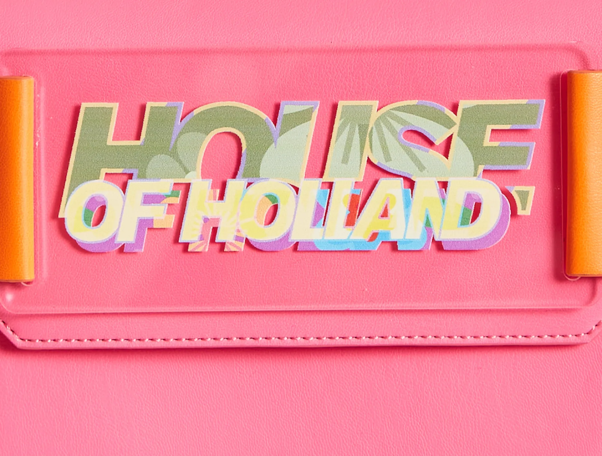 House Of Holland Pink and Orange Crossbody Bag With Logo Printed Acryl