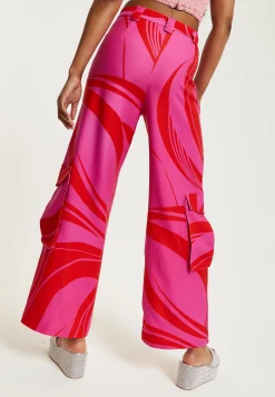House of Holland Pink and Red Cargo Pants With Side Pockets