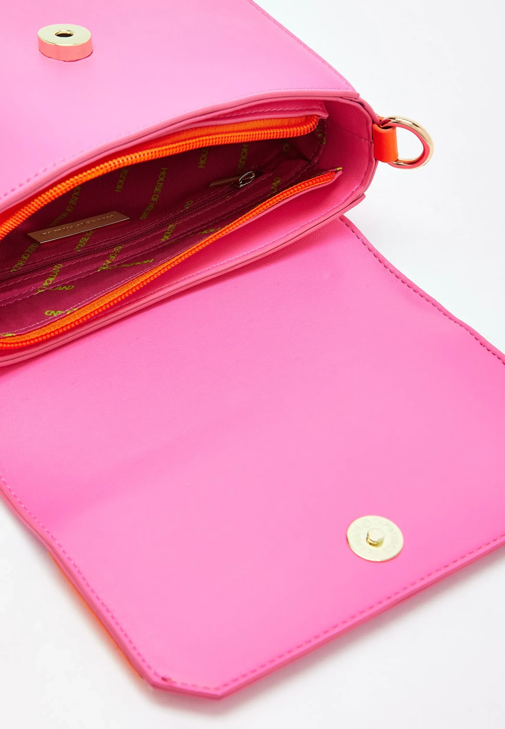 House Of Holland Pink and Orange Crossbody Bag With Logo Printed Acryl