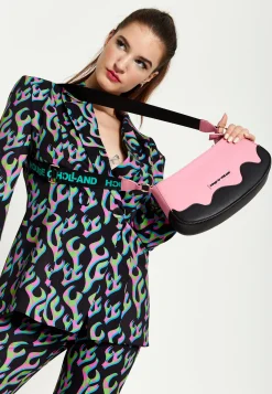 House Of Holland Pink Cross Body Bag With Printed Logo