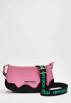 House Of Holland Pink Cross Body Bag With Printed Logo
