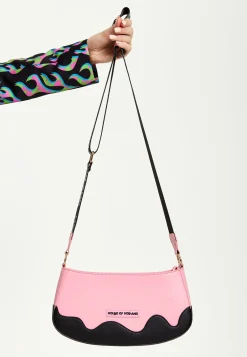 House Of Holland Pink Cross Body Bag With Printed Logo