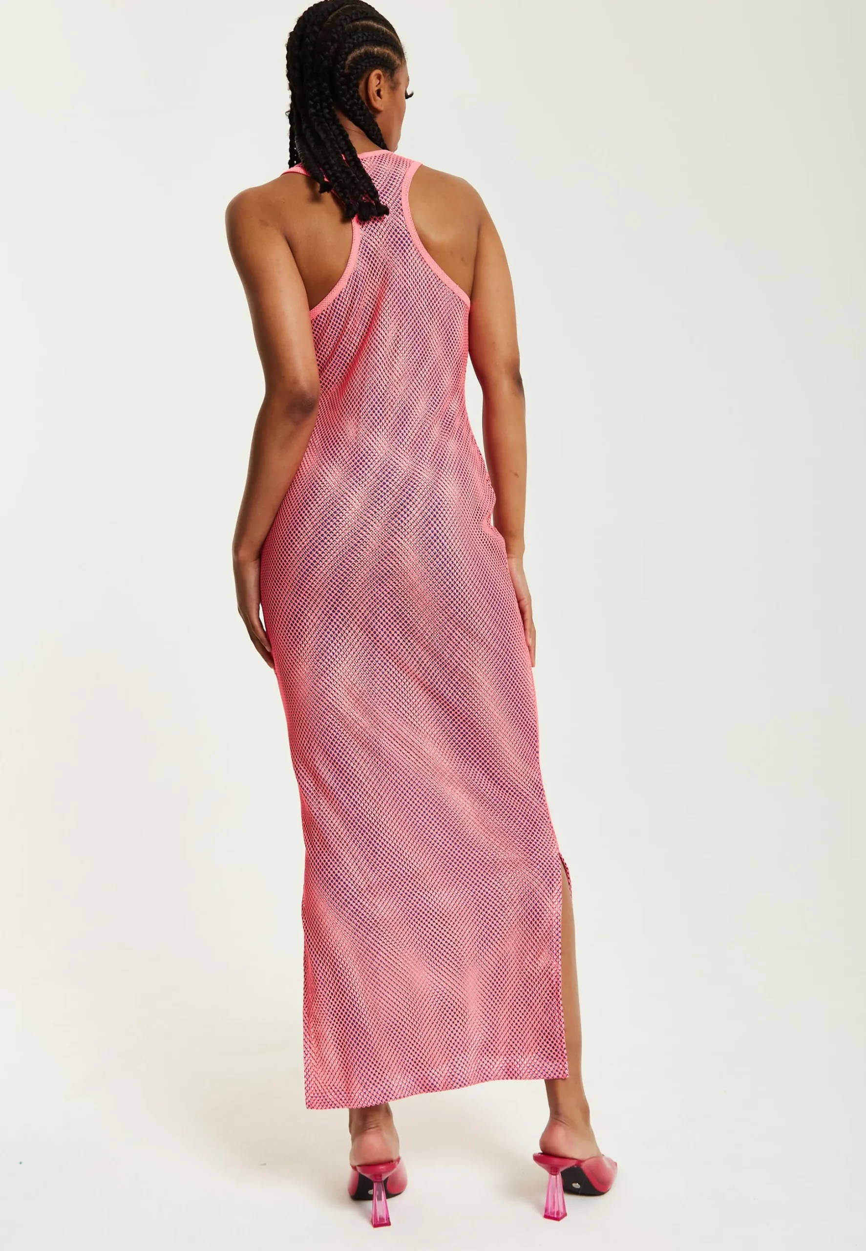 House Of Holland Pink Fishnet Maxi Dress