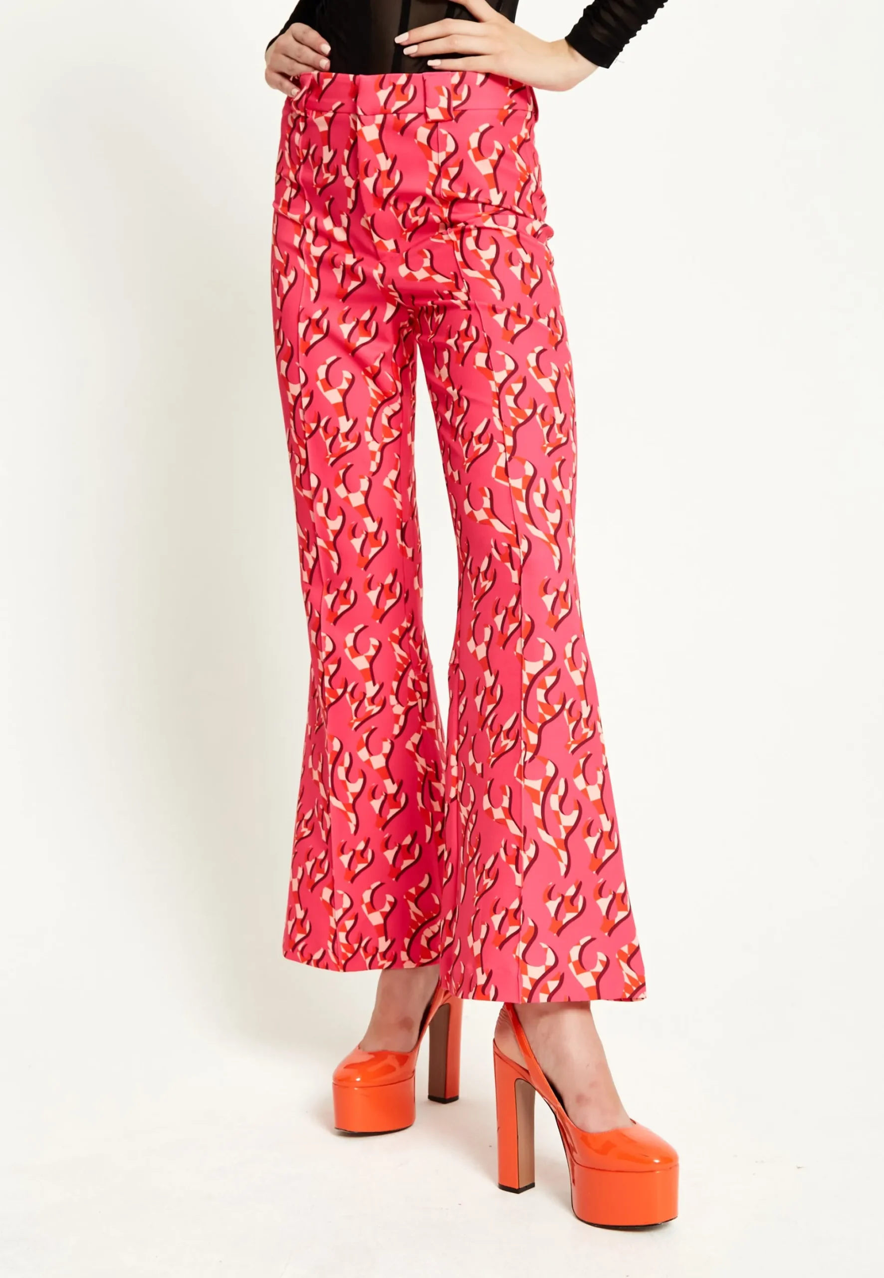 House Of Holland Pink Flame Clashing Colours Flared Trousers