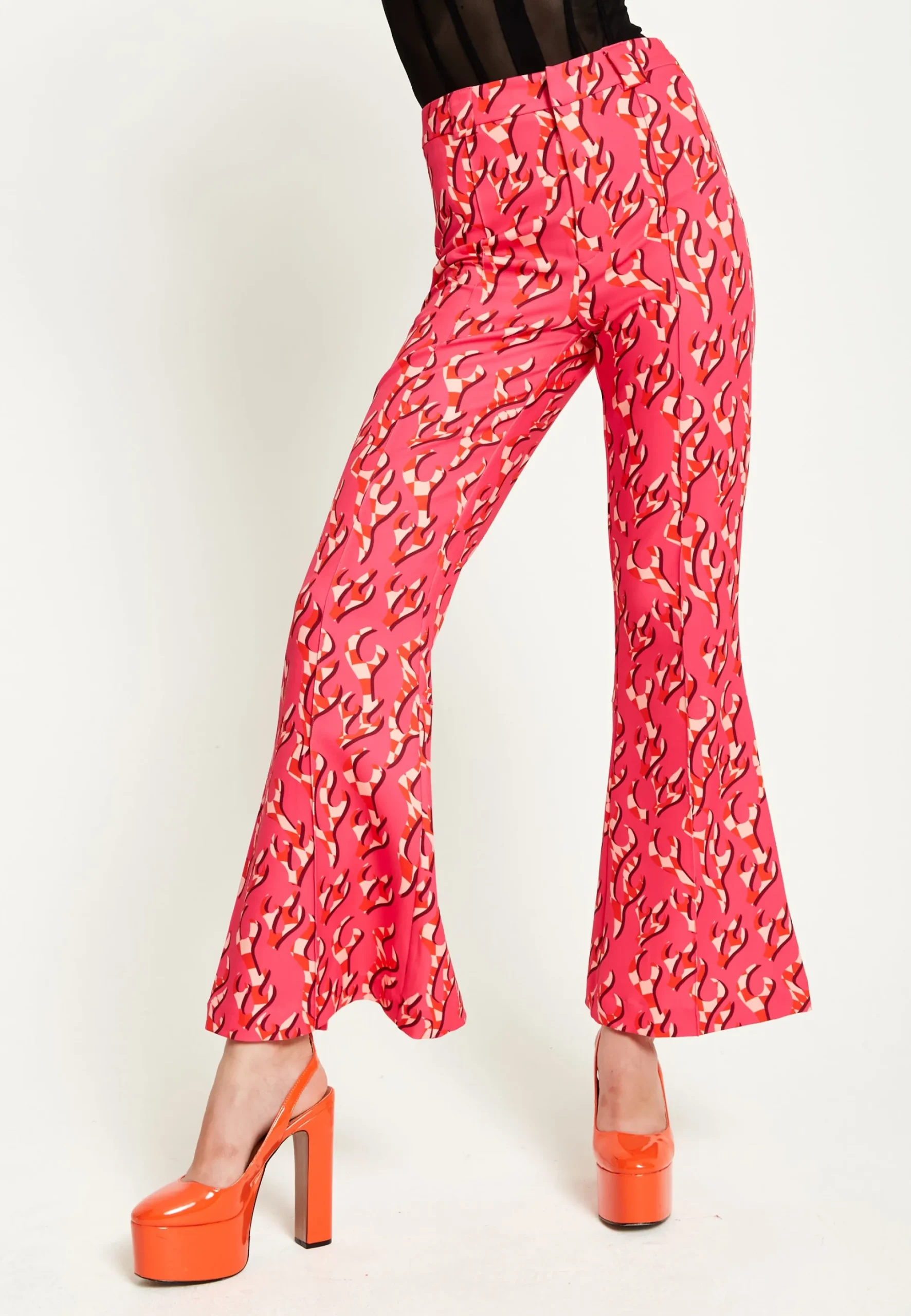 House Of Holland Pink Flame Clashing Colours Flared Trousers