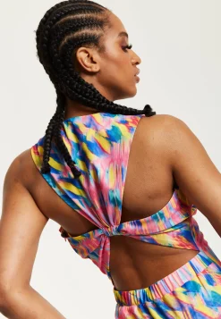 House of Holland Pink Maxi Dress With Multicolour Rainbow Print
