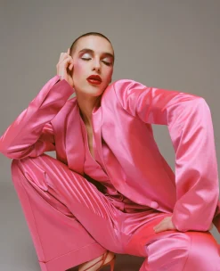 House of Holland Pink Satin Tailored Jacket