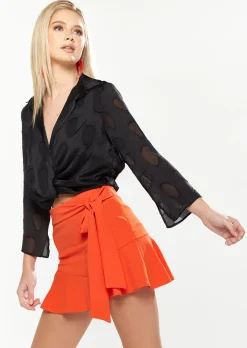 House of Holland Polka Blouse In Black