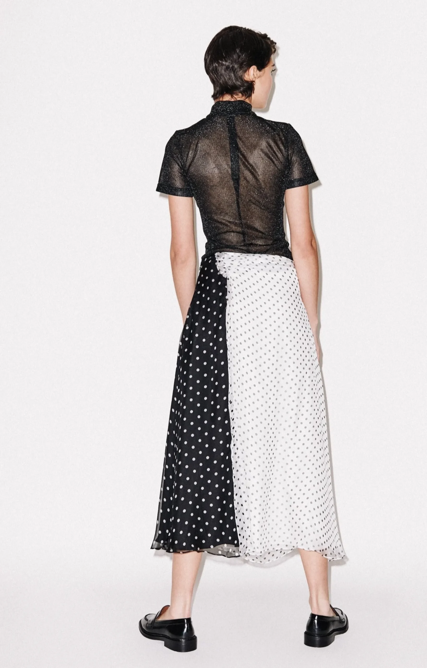 House of Holland Polka Gathered Midi Skirt