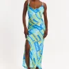 House Of Holland Printed Cowl Neck Midi Dress