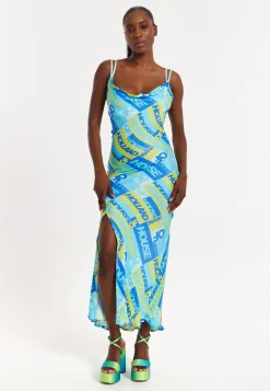 House Of Holland Printed Cowl Neck Midi Dress