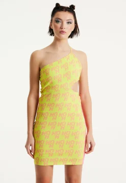 House Of Holland Printed Jersey Mini Dress In Contrast Colours