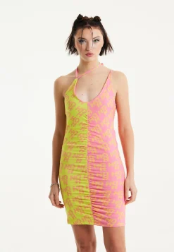 House Of Holland Printed Jersey Mini Dress With Open Back