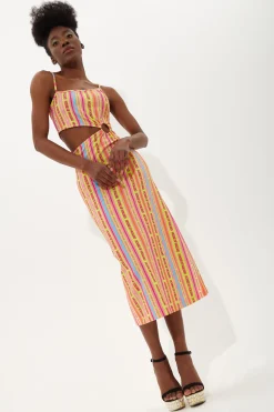 House Of Holland Printed Jersey Midi Dress With Cut Out Detail