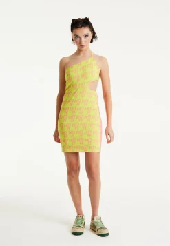 House Of Holland Printed Jersey Mini Dress In Contrast Colours