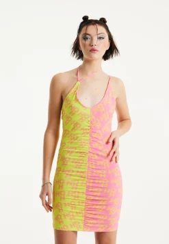 House Of Holland Printed Jersey Mini Dress With Open Back