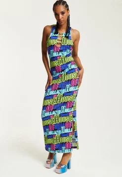 House of Holland Printed Multicolour Maxi Dress With Cut Out Details