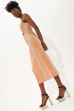 House Of Holland Printed Jersey Midi Dress With Cut Out Detail