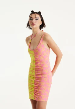House Of Holland Printed Jersey Mini Dress With Open Back