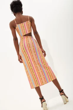 House Of Holland Printed Jersey Midi Dress With Cut Out Detail
