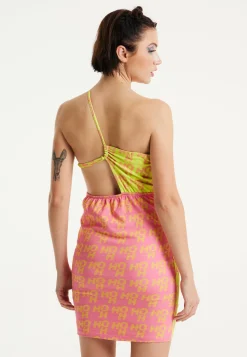 House Of Holland Printed Jersey Mini Dress In Contrast Colours