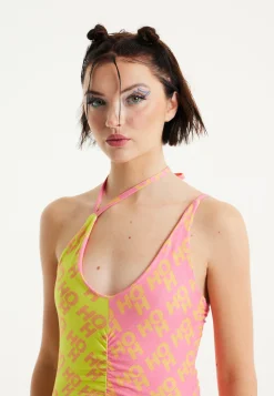 House Of Holland Printed Jersey Mini Dress With Open Back