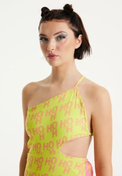 House Of Holland Printed Jersey Mini Dress In Contrast Colours