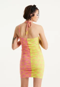 House Of Holland Printed Jersey Mini Dress With Open Back