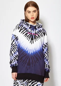House of Holland Purple and White Tie Dye Zebra Print Hoodie