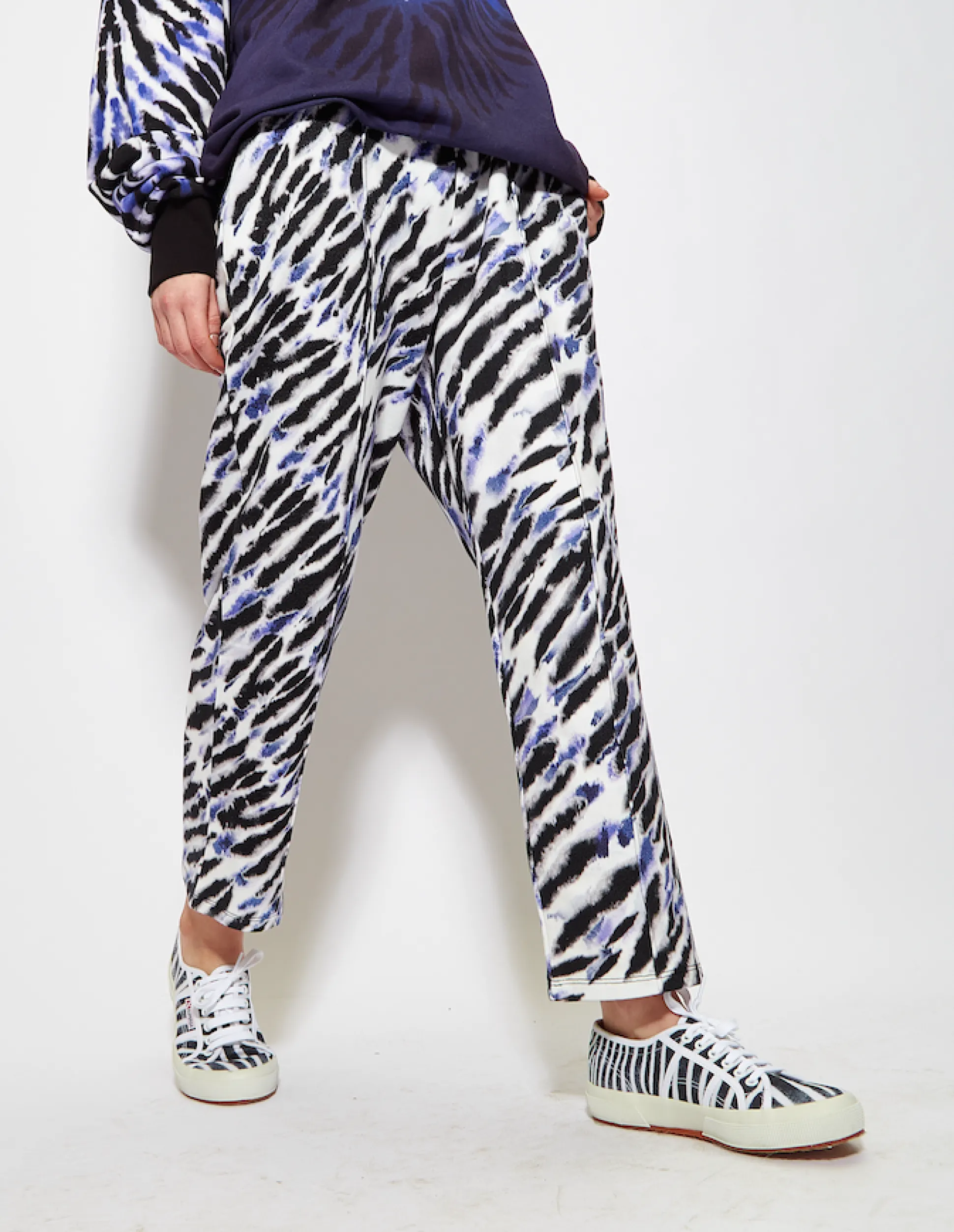 House of Holland Purple and White Tie Dye Zebra Print Joggers
