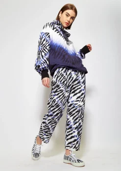 House of Holland Purple and White Tie Dye Zebra Print Hoodie