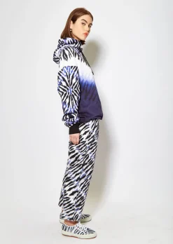 House of Holland Purple and White Tie Dye Zebra Print Hoodie
