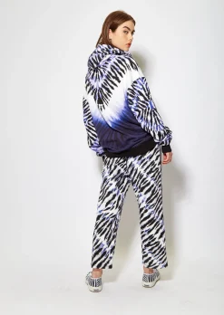House of Holland Purple and White Tie Dye Zebra Print Hoodie