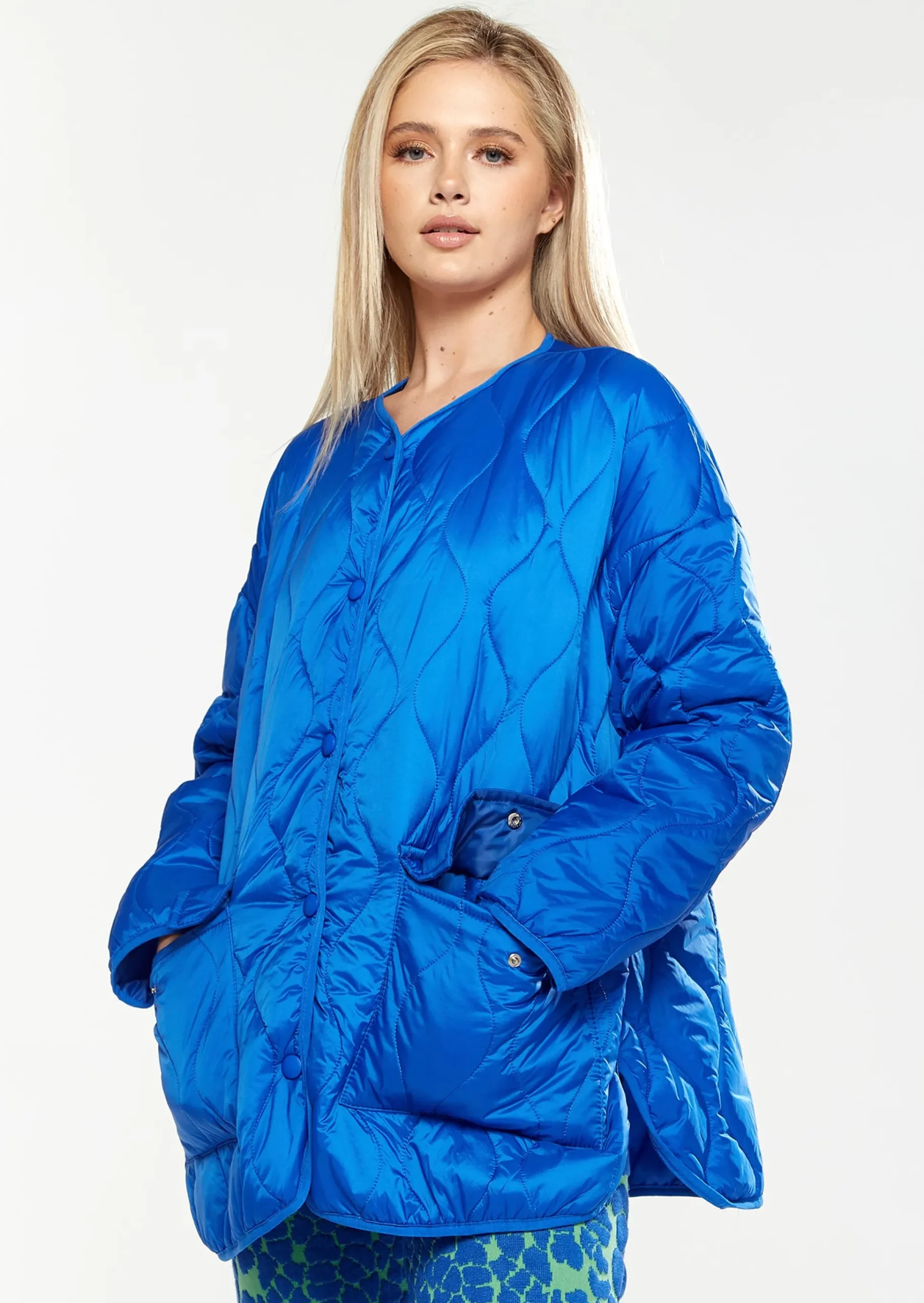 House Of Holland Quilted Jacket In Blue