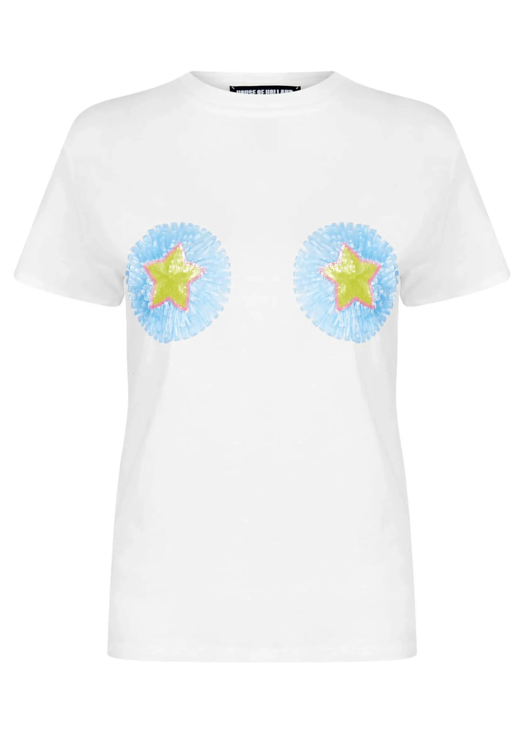 House of Holland Raffia Embellished Star White T-Shirt