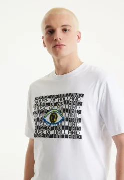House of Holland Rhinestone Printed T-shirt in White