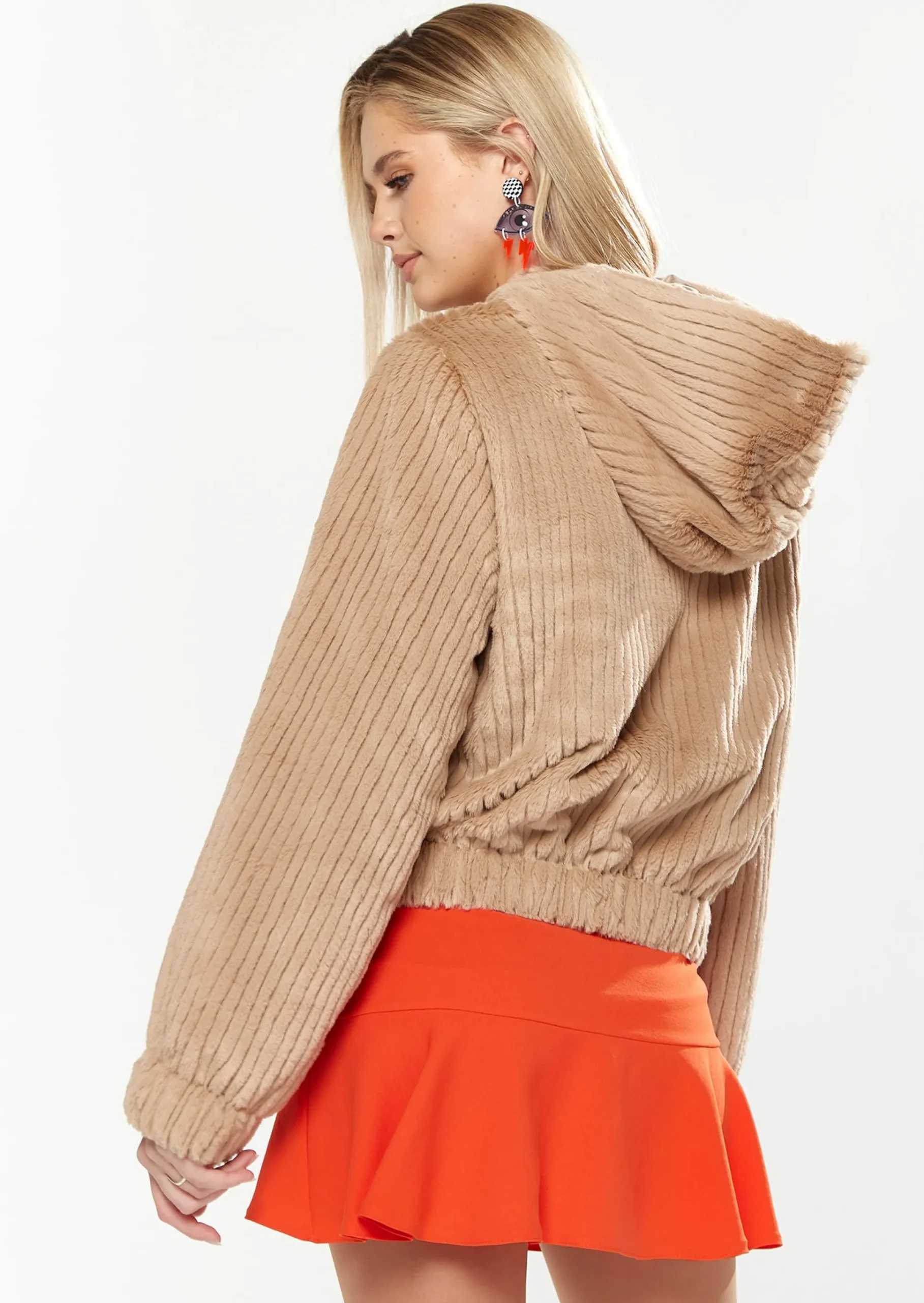 House Of Holland Ribbed Faux Fur Jacket
