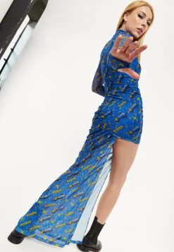House Of Holland Rocket Print Mesh Dress