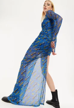 House Of Holland Rocket Print Mesh Dress