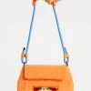 House Of Holland Saddle Bag In Orange And Blue With Quilted Logo