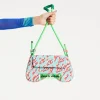 House Of Holland Saddle Blue And Pink Flame Bag And Quilted Logo